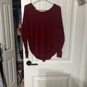 Burgundy Long Sleeve Top waffle TNA